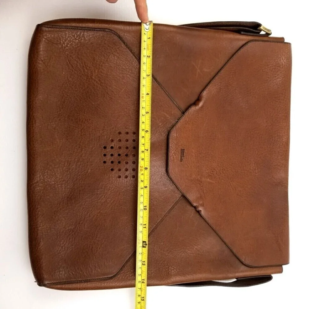 Vintage Loyd Maish Leather Letter Envelope Satchel Bag Crossbody Purse Brown